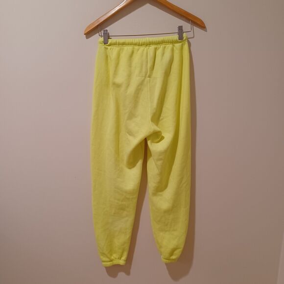 Aviator Nation Signature Logo Jogger Sweatpants Neon Yellow XS Bolt Stripe Retro - Picture 5 of 9